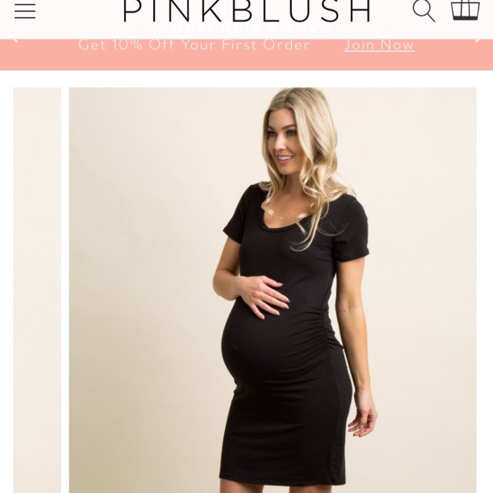 Black Basic Ruched Fitted Maternity Dress